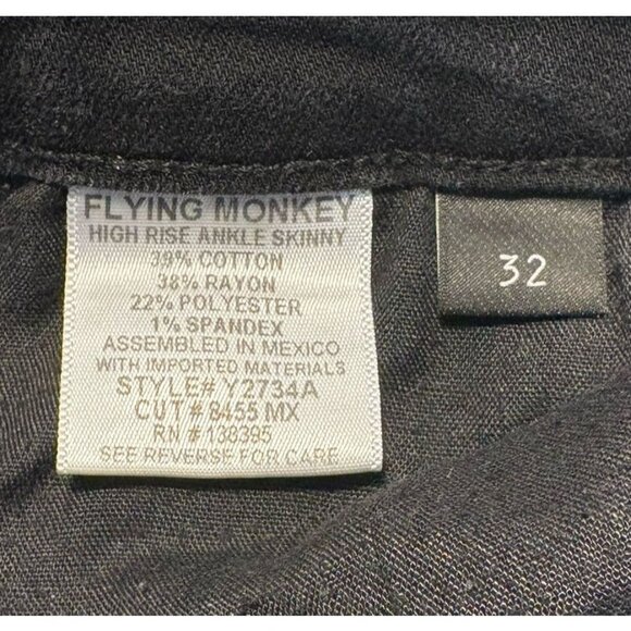 Buckle Flying Monkey High Rise Ankle Skinny Black Jeans Women's Size 32 27" Ins - Picture 8 of 10